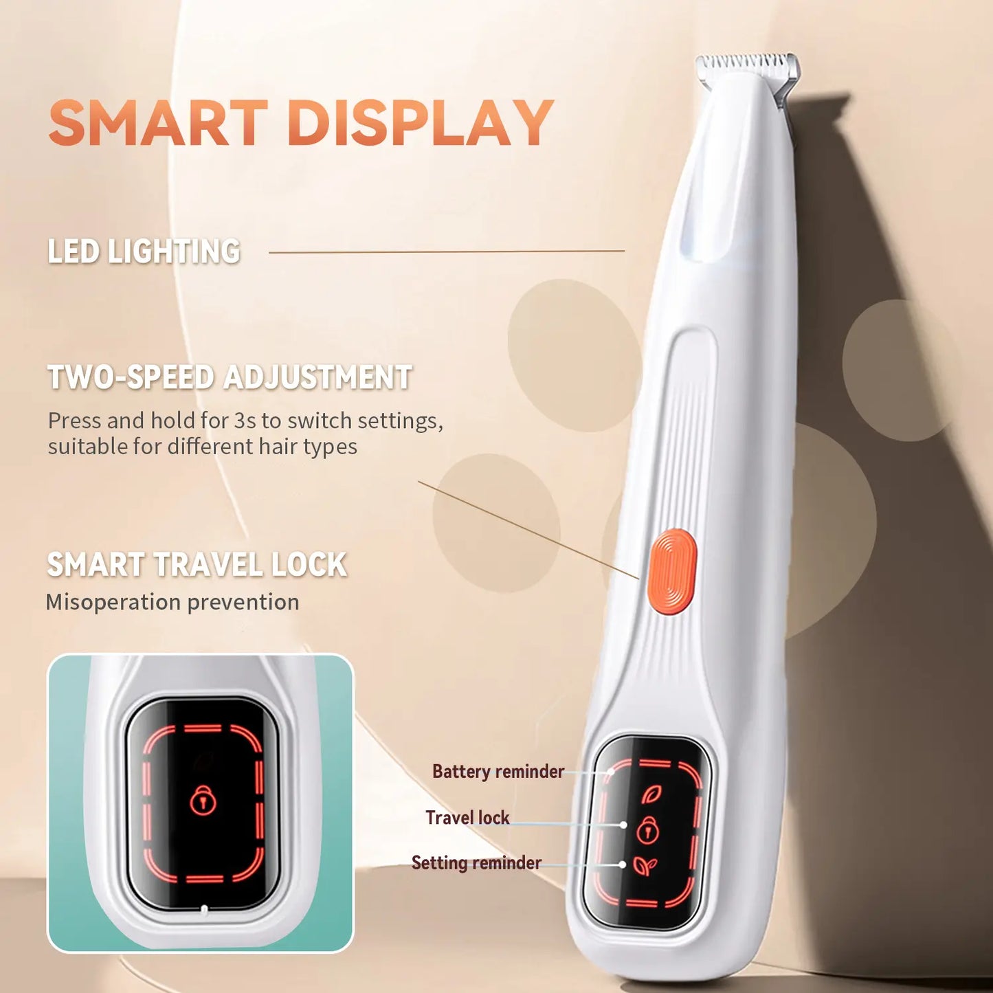 Pet Precision Rechargeable Hair Trimmer Kit for Dogs and Cats - Low Noise, Dual-Speed Motor, Waterproof Grooming Clippers with LED Light