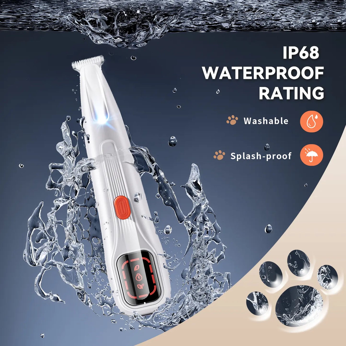 Pet Precision Rechargeable Hair Trimmer Kit for Dogs and Cats - Low Noise, Dual-Speed Motor, Waterproof Grooming Clippers with LED Light