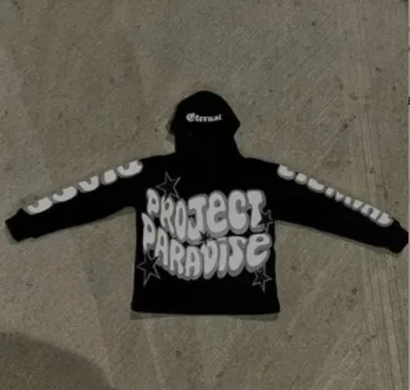 Y2K Streetwear Graphic Hoodie with Star Letter Design - Harajuku Anime-Inspired Pullover for Men and Women