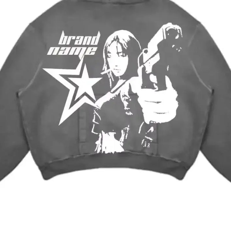 Street Gothic Casual Letter Print Hoodie for Men - Harajuku Retro Y2K Sweatshirt