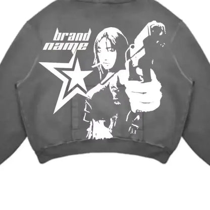 Street Gothic Casual Letter Print Hoodie for Men - Harajuku Retro Y2K Sweatshirt